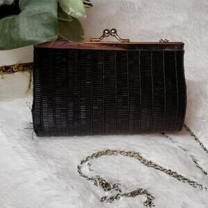 LA REGALE Black Beaded Evening Clutch Bag Holiday New Year's Eve